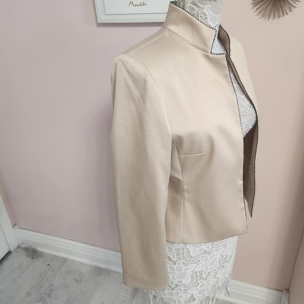LKNW Sandra Darrren beautiful black sequin trim satin beige 10